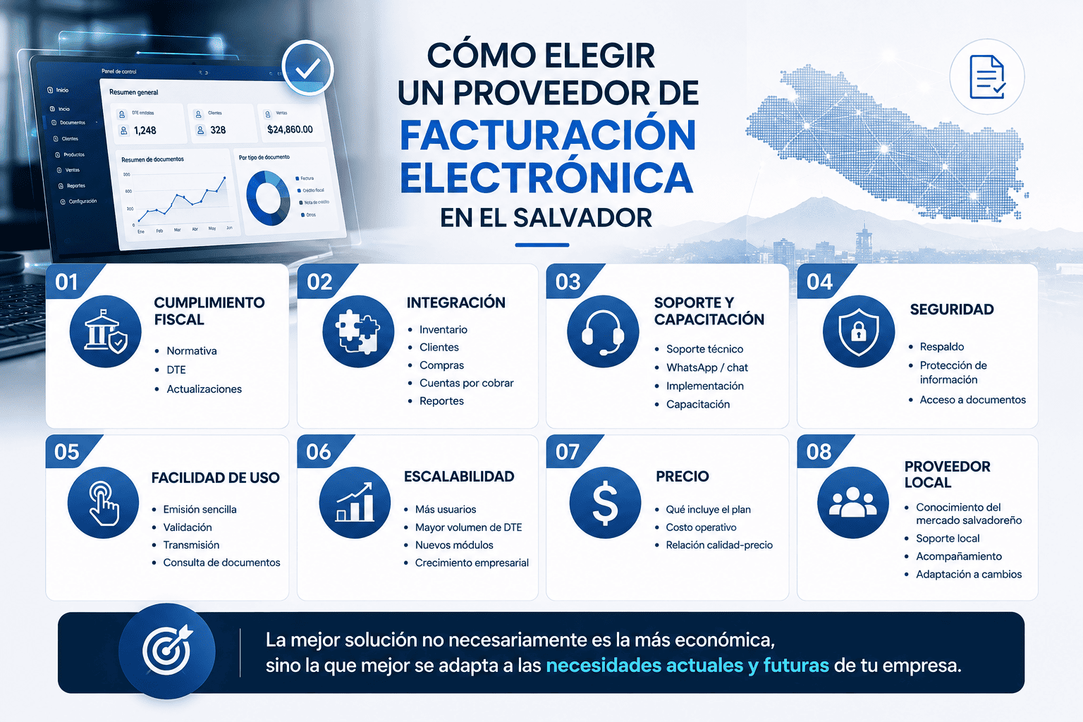 Criterios para elegir un proveedor de facturaci&oacute;n electr&oacute;nica en El Salvador